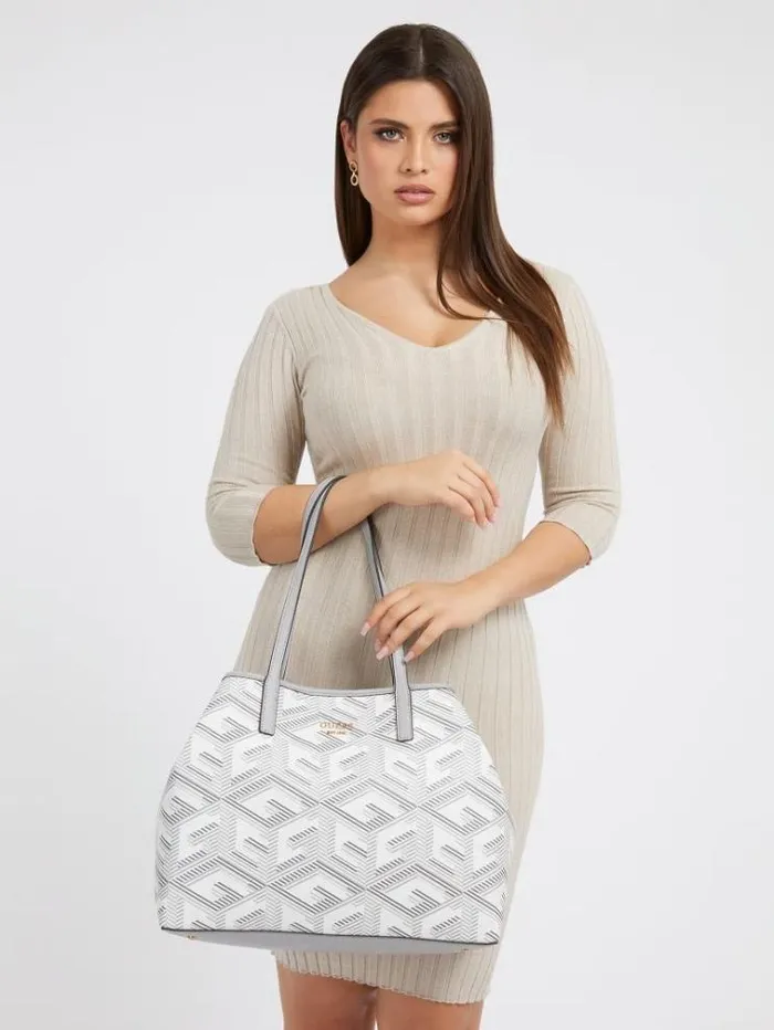 Women Vikky G Cube Logo Shopper Grey Multi Guess Shoppers