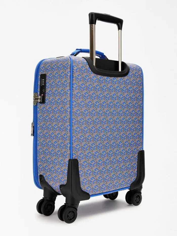 Women Vikky G Cube Logo Trolley Blue Multi Guess Travel Bags