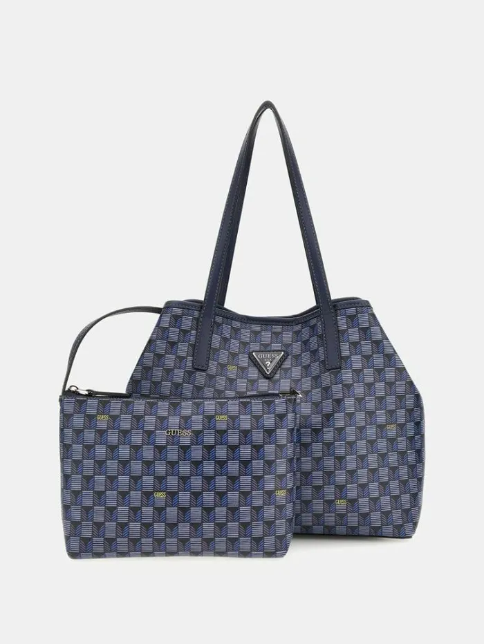 Women Vikky Geometricprint Shoulder Bag Blue Multi Guess Shoulder Bags