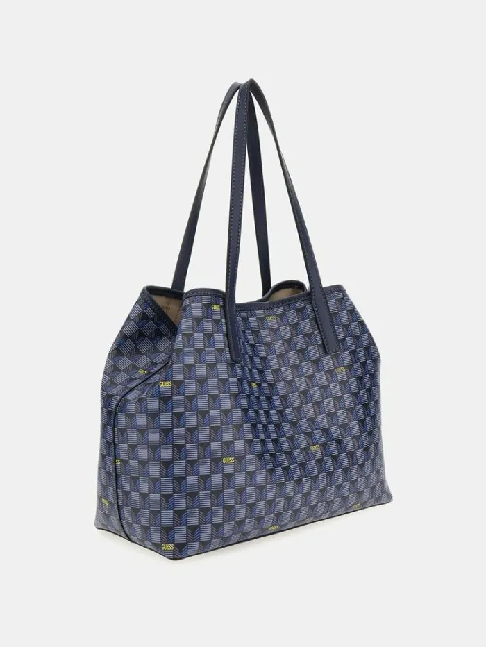 Women Vikky Geometricprint Shoulder Bag Blue Multi Guess Shoulder Bags
