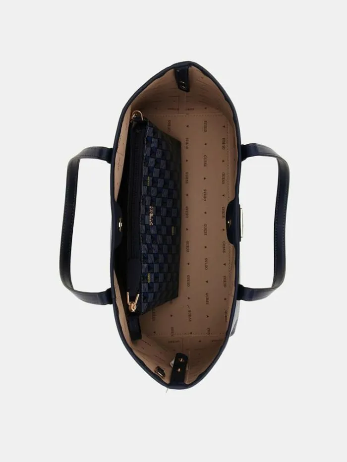 Women Vikky Geometricprint Shoulder Bag Blue Multi Guess Shoulder Bags