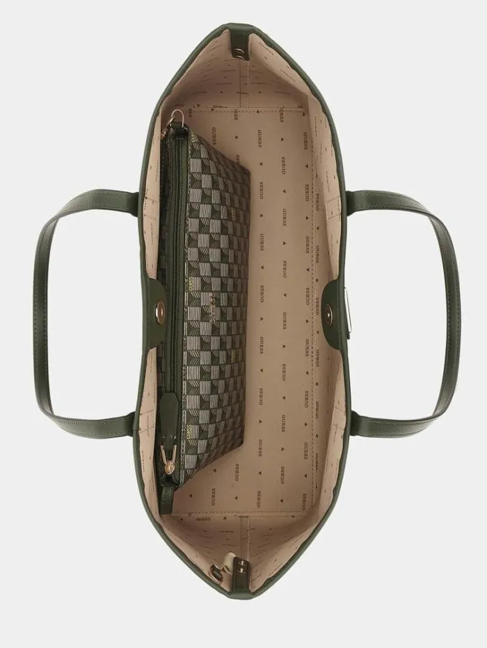 Women Vikky Geometricprint Tote Green Multi Guess Shoppers