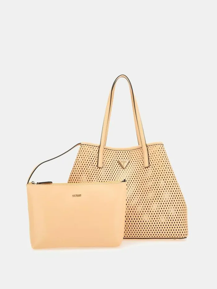 Women Vikky Perforated Shopper Beige Guess Shoppers