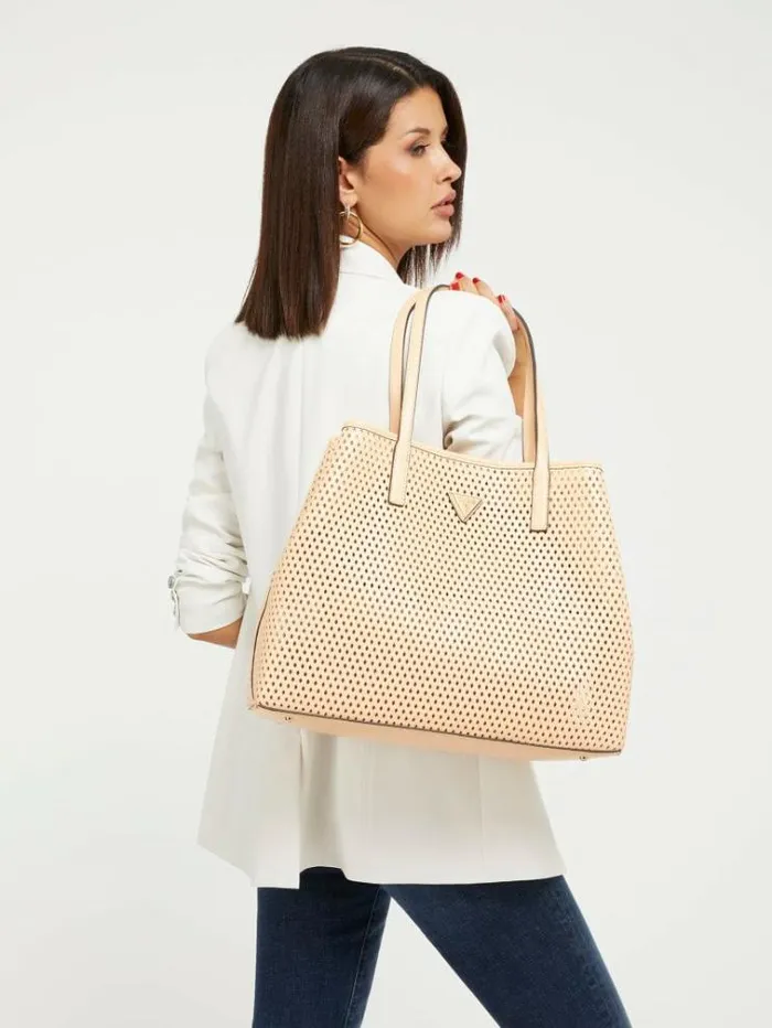 Women Vikky Perforated Shopper Beige Guess Shoppers