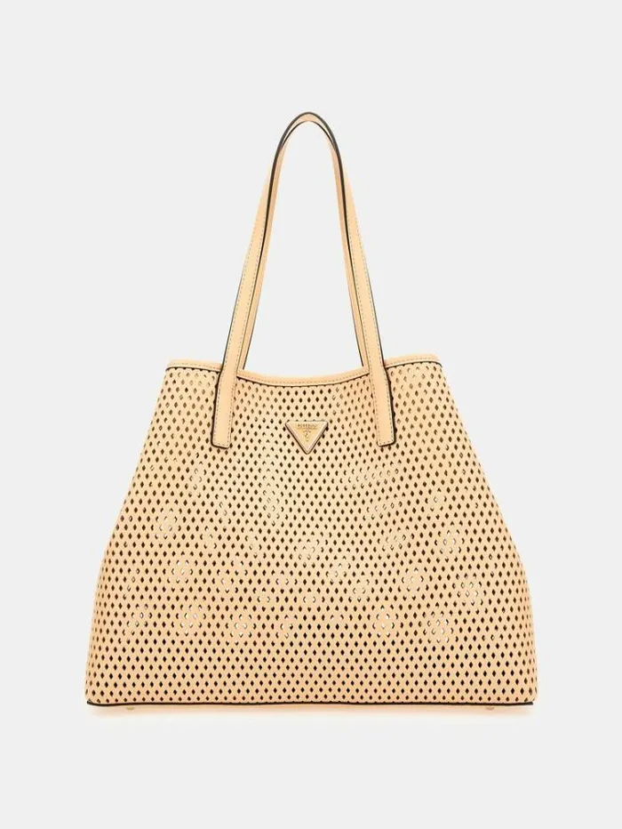 Women Vikky Perforated Shopper Beige Guess Shoppers