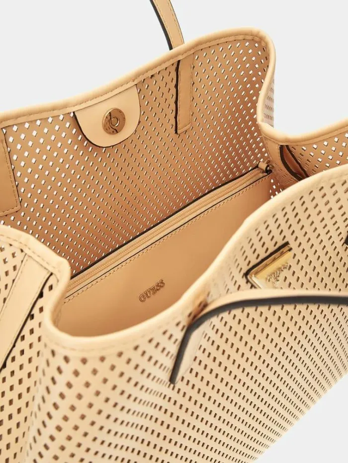 Women Vikky Perforated Shopper Beige Guess Shoppers