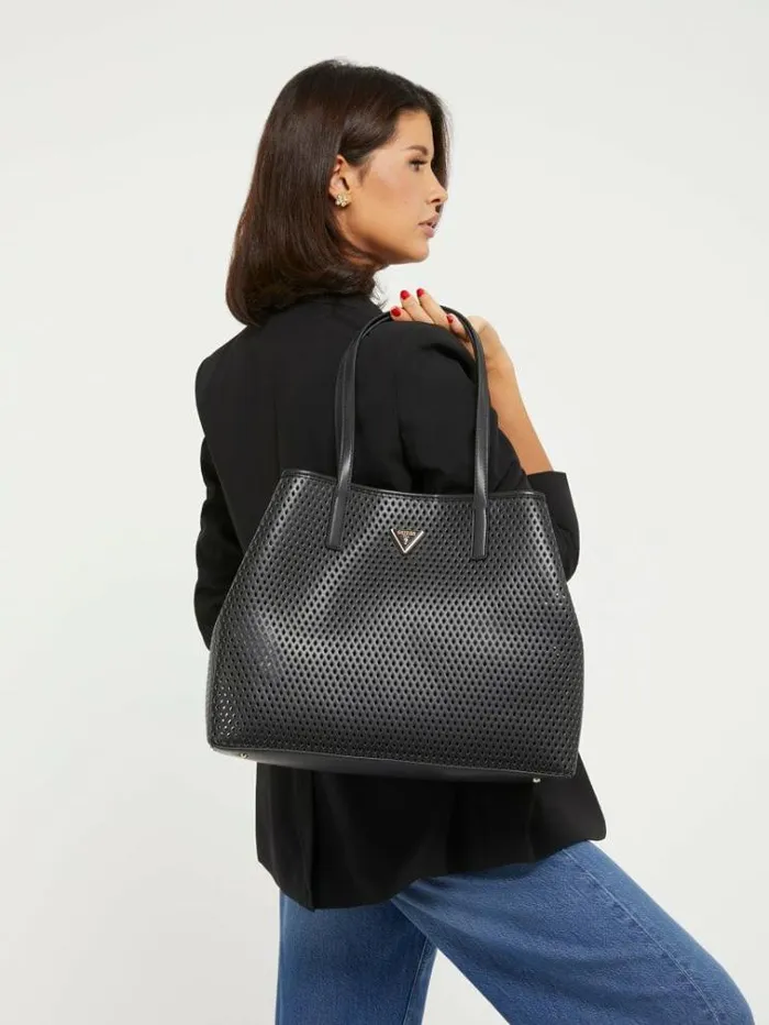 Women Vikky Perforated Shopper Black Guess Shoppers