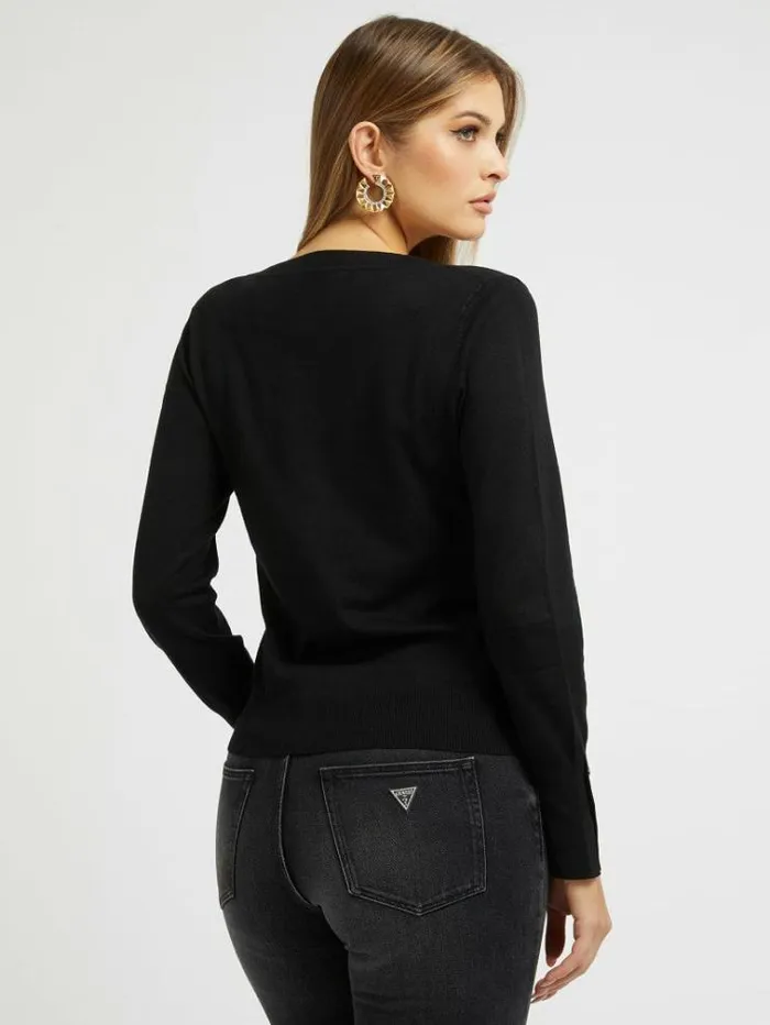 Women Viscose Blend Cardigan Black Guess Knitwear And Sweatshirts