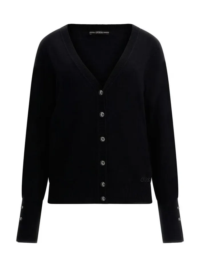 Women Viscose Blend Cardigan Black Guess Knitwear And Sweatshirts