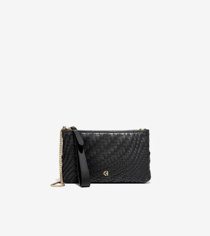 Women Wallets and Wristlets Cole Haan Essential Pouch Genevieve Weave Black