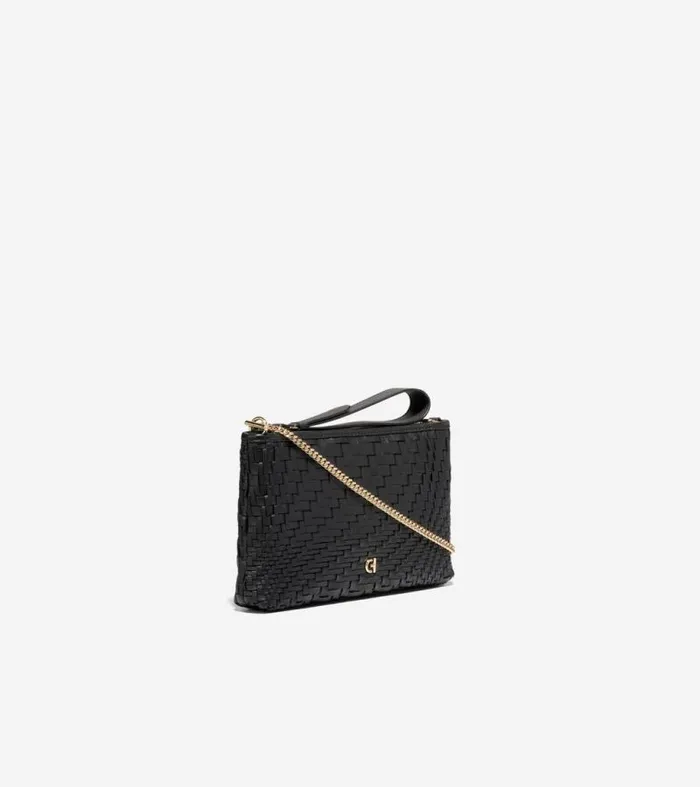Women Wallets and Wristlets Cole Haan Essential Pouch Genevieve Weave Black