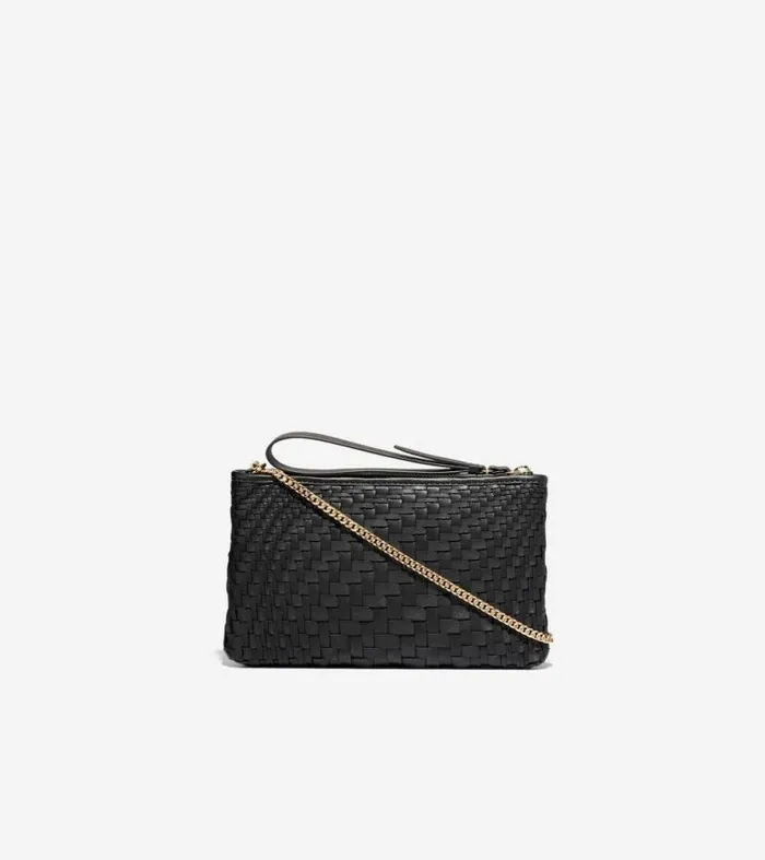 Women Wallets and Wristlets Cole Haan Essential Pouch Genevieve Weave Black