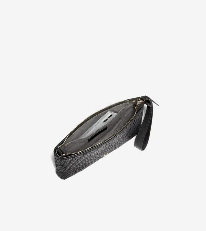 Women Wallets and Wristlets Cole Haan Essential Pouch Genevieve Weave Black