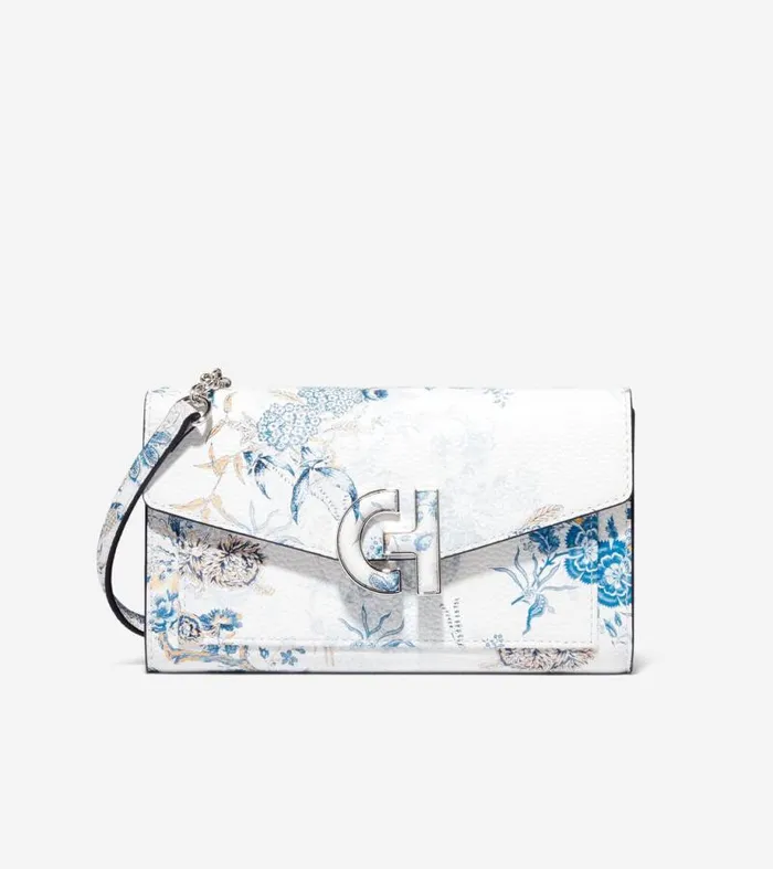 Women Wallets and Wristlets Cole Haan Oversized Closure Phone Case Blue Toile Pheasant Print Women Wallets and Wristlets Cole Haan Oversized Closure Phone Case Blue Toile Pheasant Print