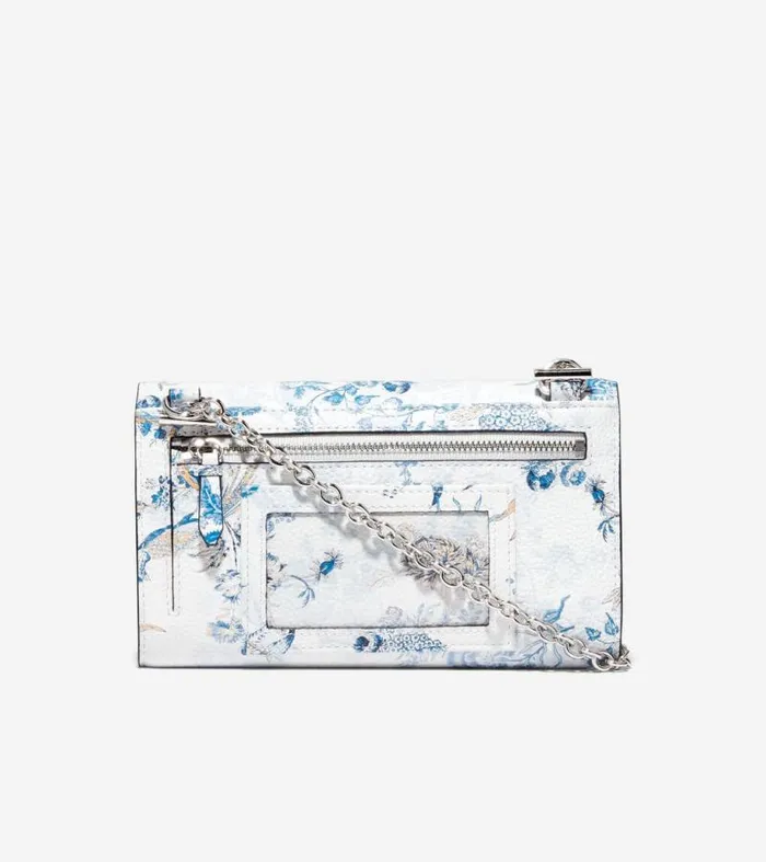 Women Wallets and Wristlets Cole Haan Oversized Closure Phone Case Blue Toile Pheasant Print