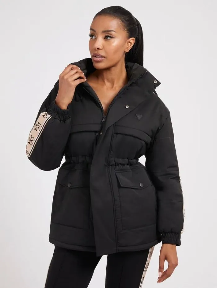 Women Waterproof Puffer Black Guess Coats And Jackets