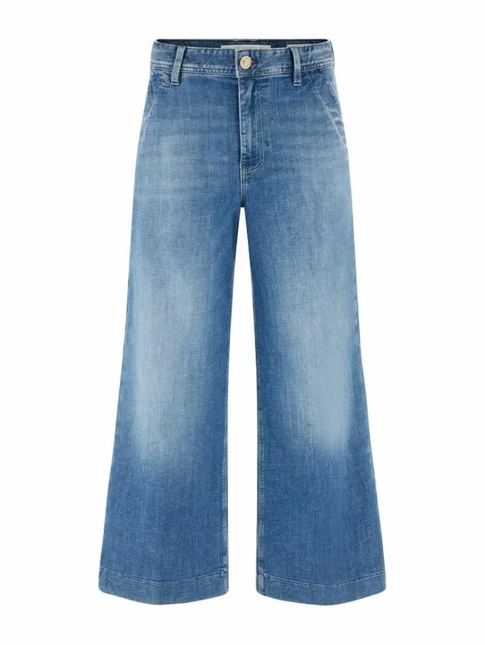 Women Wide Leg Denim Pant Blue Guess Flared And Bootcut