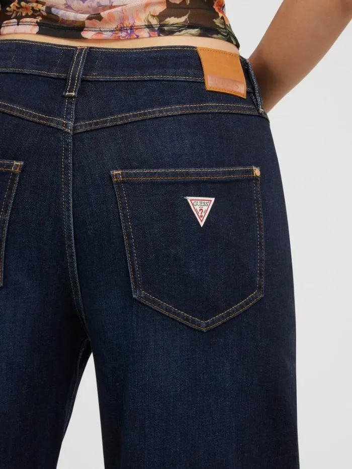 Women Wide Leg Denim Pant Blue Guess Relaxed