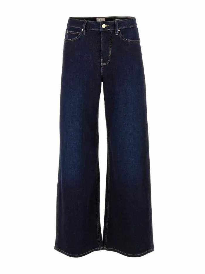 Women Wide Leg Denim Pant Blue Guess Relaxed