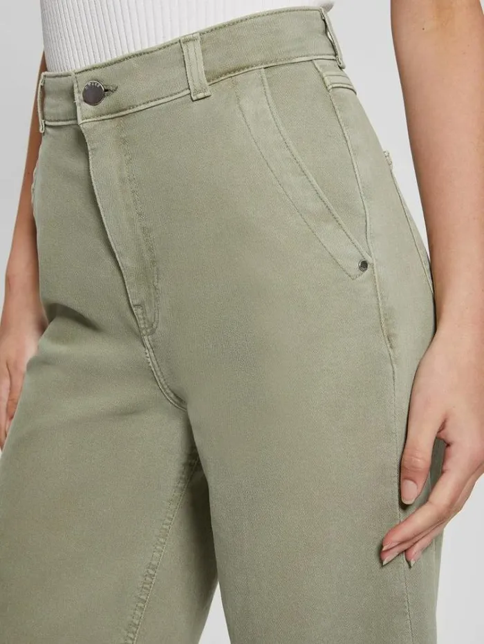 Women Wide Leg Pant Green Guess Trousers