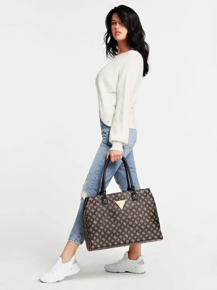 Women Wilder 4g Peony Logo Shopper Brown Multi Guess Shoppers