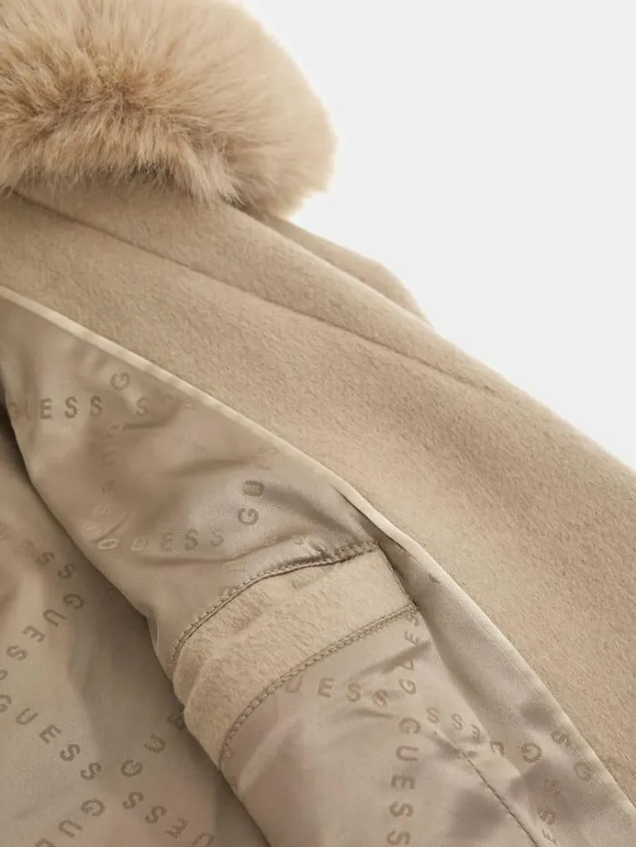 Women Wool Blend Coat Beige Guess Coats And Jackets