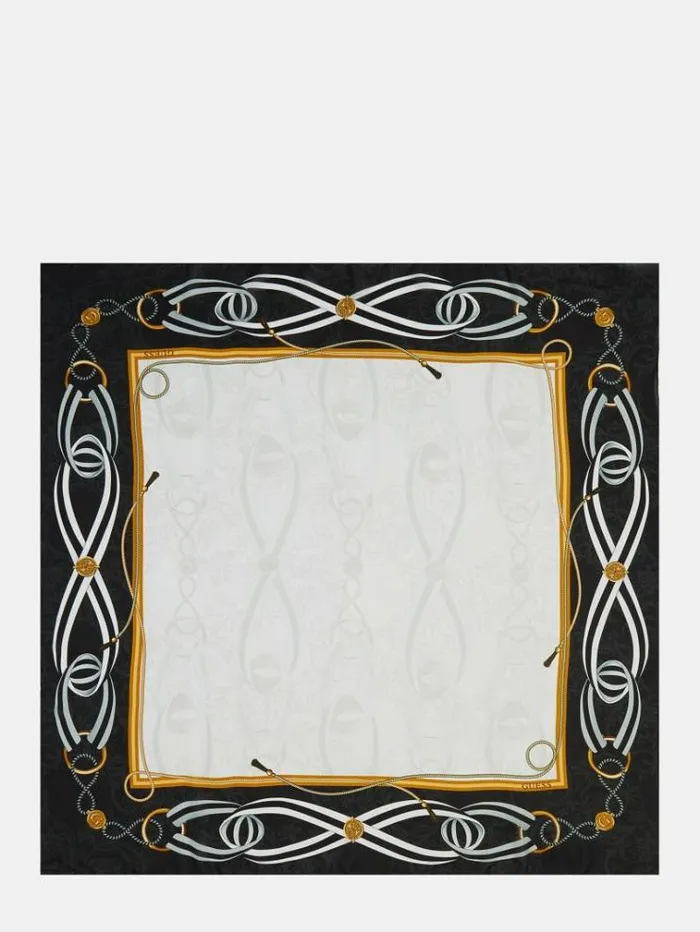 Women Wovenprint Foulard Black Multi Guess Scarves And Foulards