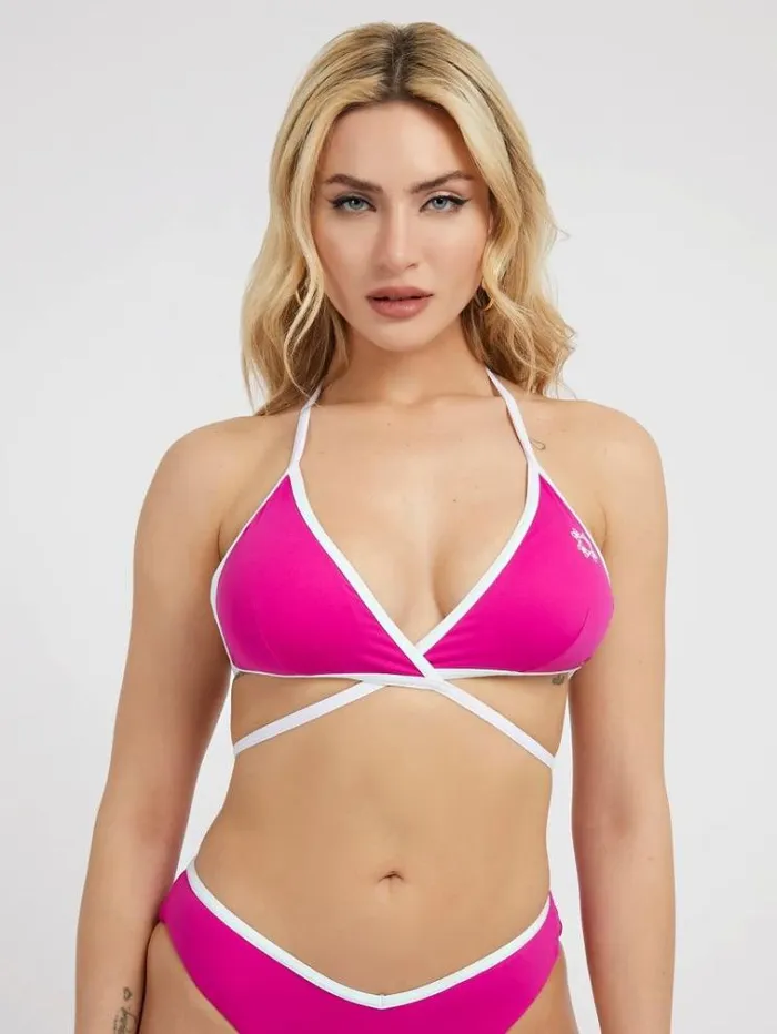Women Wrap Triangle Bikini Bra Fuchsia Guess Beachwear