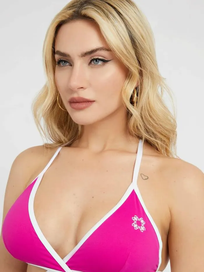 Women Wrap Triangle Bikini Bra Fuchsia Guess Beachwear