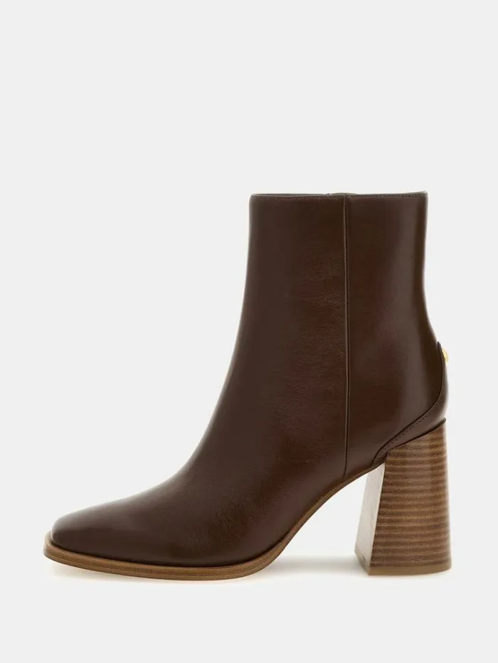 Women York Genuine Leather Ankle Boots Brown Guess Boots And Booties