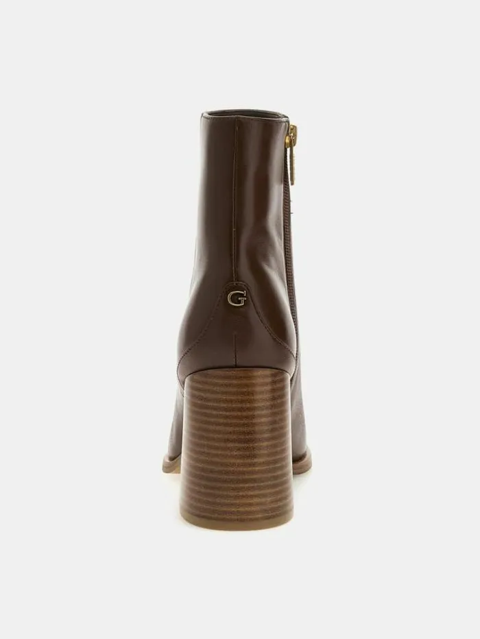 Women York Genuine Leather Ankle Boots Brown Guess Boots And Booties