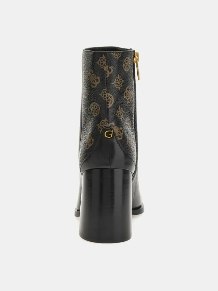 Women York Mixedleather Ankle Boots Brown Guess Boots And Booties