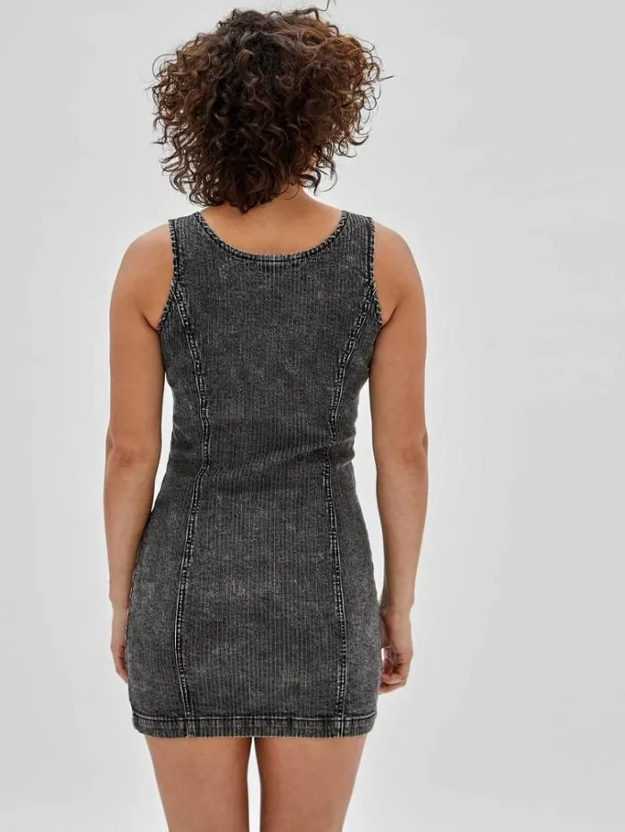Women Zip Up Denim Dress Black Guess Dresses And Jumpsuits