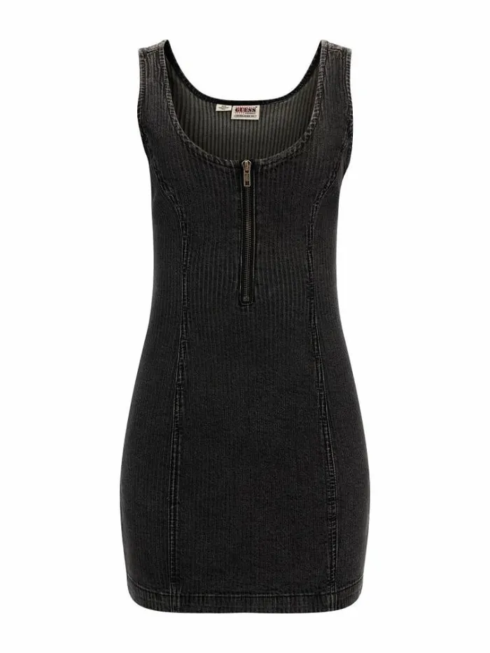 Women Zip Up Denim Dress Black Guess Dresses And Jumpsuits