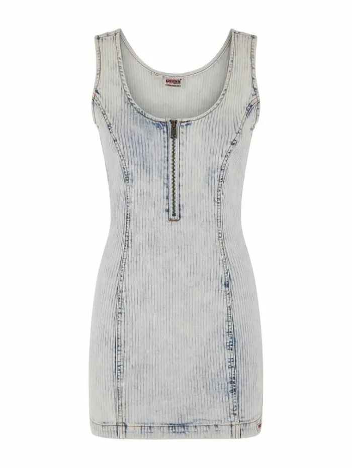 Women Zip Up Denim Dress Light Blue Guess Dresses And Jumpsuits