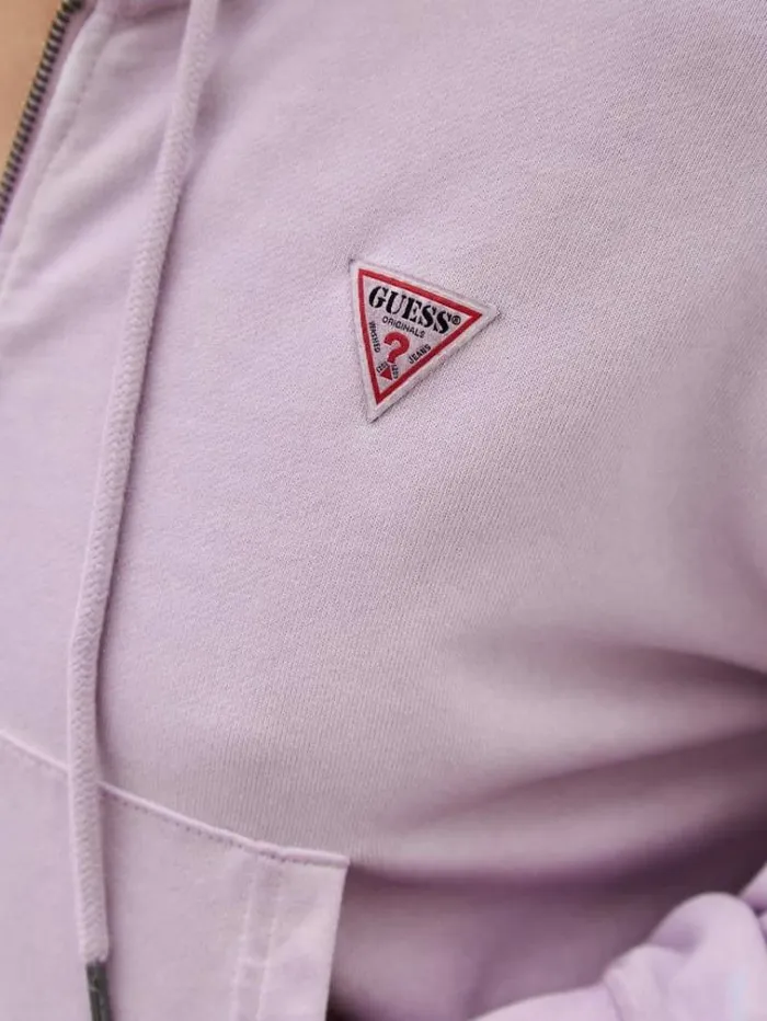 Women Zipped Small Triangle Logo Sweatshirt Lilac Guess Knitwear And Sweatshirts