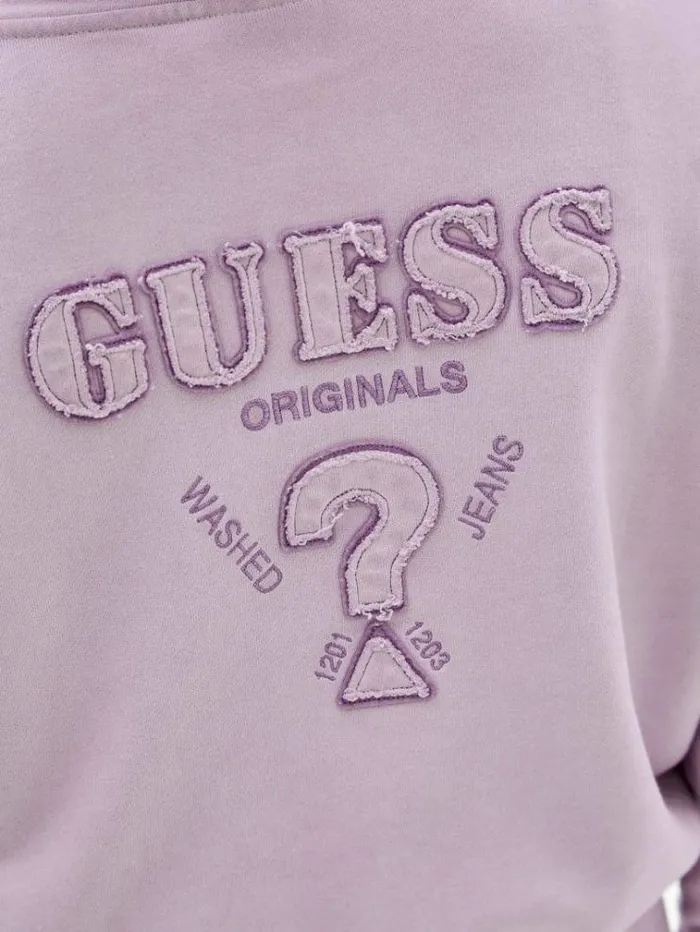Women Zipped Small Triangle Logo Sweatshirt Lilac Guess Knitwear And Sweatshirts